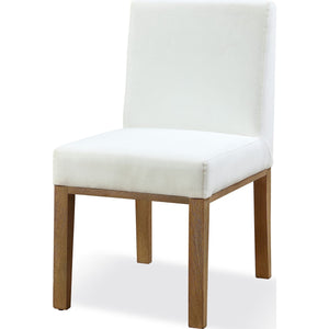 One Modern Coastal Upholstered Dining Side Chair in White Pearl and Bisque