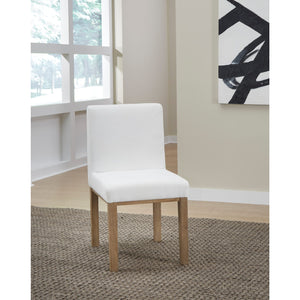 One Modern Coastal Upholstered Dining Side Chair in White Pearl and Bisque