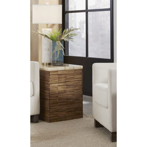 One Stone Wood Tile End Table in Onyx and Solid Teak