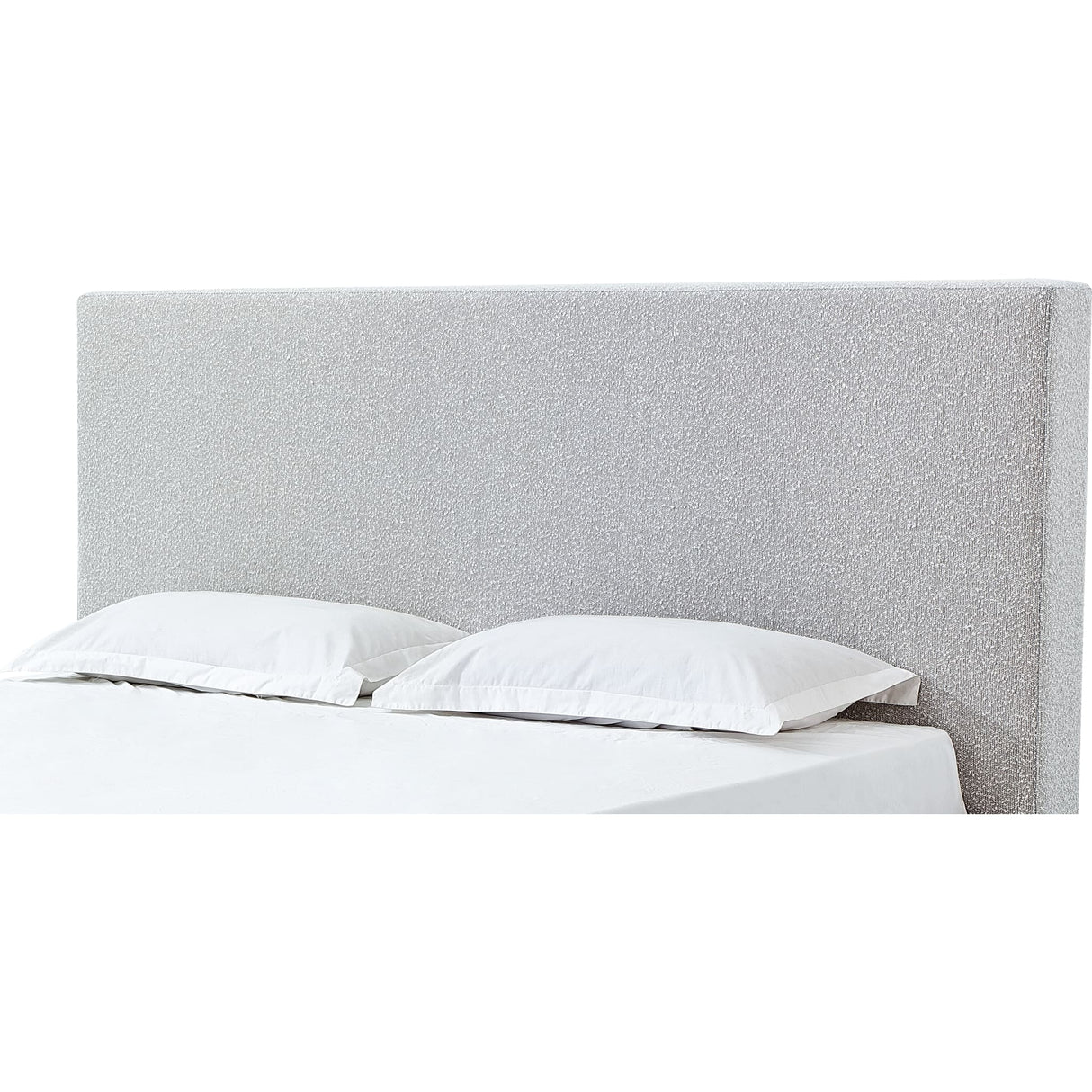 One Upholstered Modern Headboard in Cotton Ball Boucle