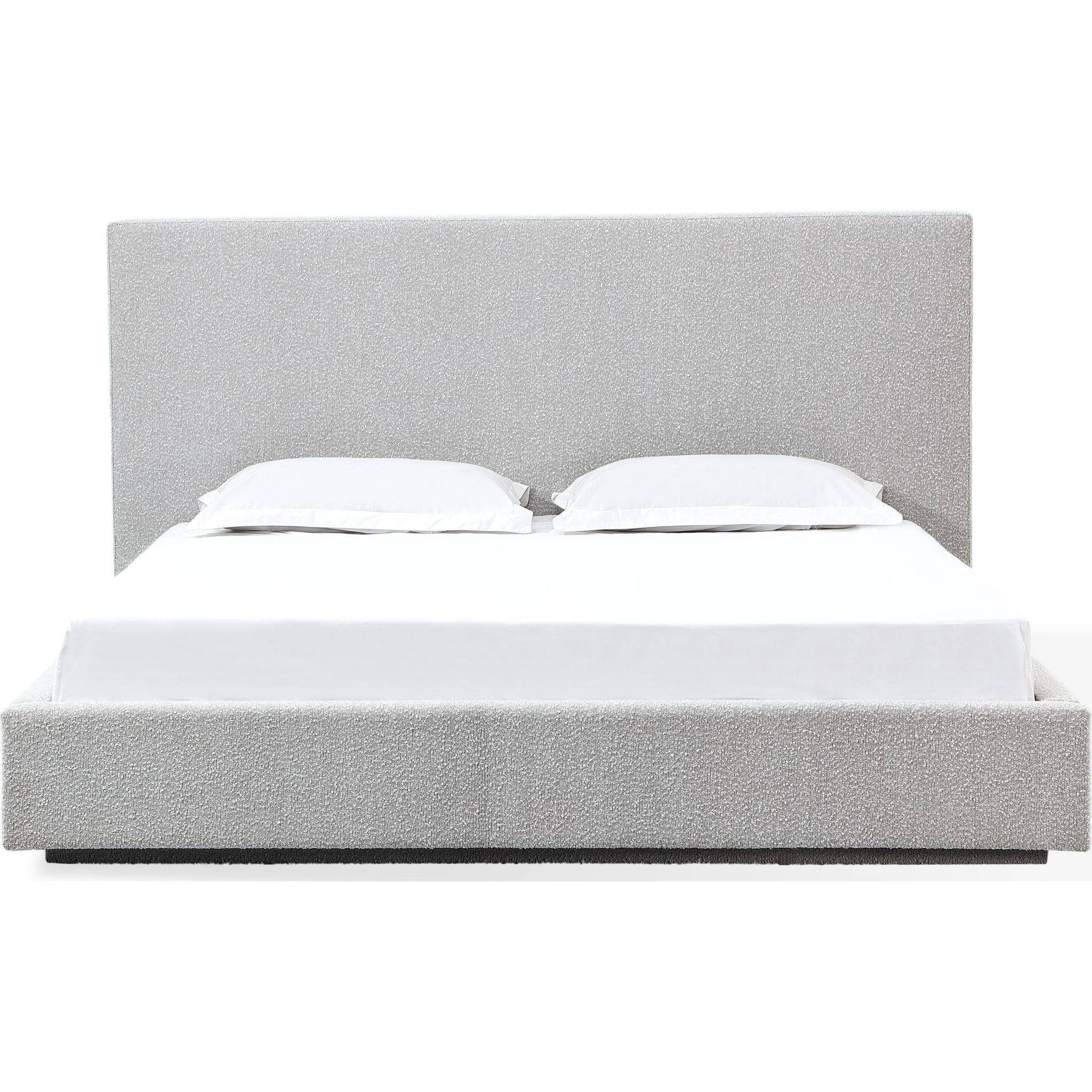 One Upholstered Platform Bed in Cotton Ball Boucle