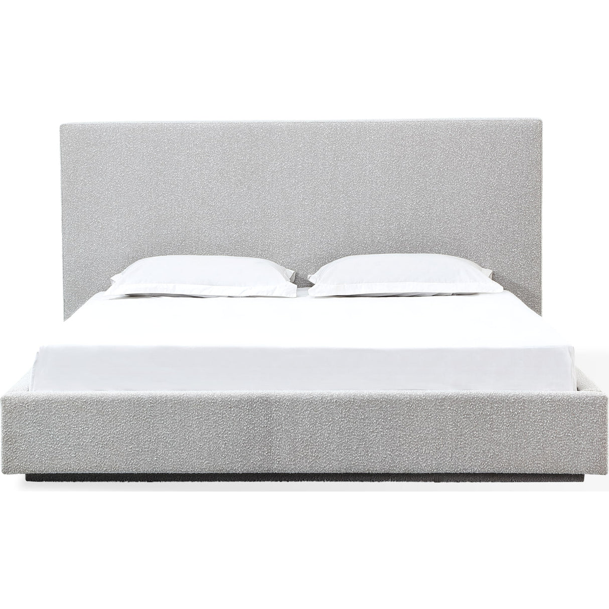 One Upholstered Platform Bed in Cotton Ball Boucle