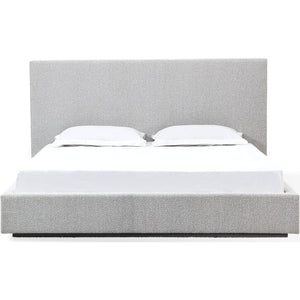 One Upholstered Platform Bed in Cotton Ball Boucle