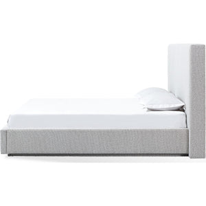One Upholstered Platform Bed in Cotton Ball Boucle