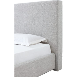 One Upholstered Platform Bed in Cotton Ball Boucle