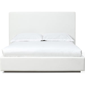 One Upholstered Platform Bed in Pearl