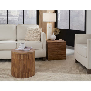 One Wood Tile Square End Table in Solid Teak