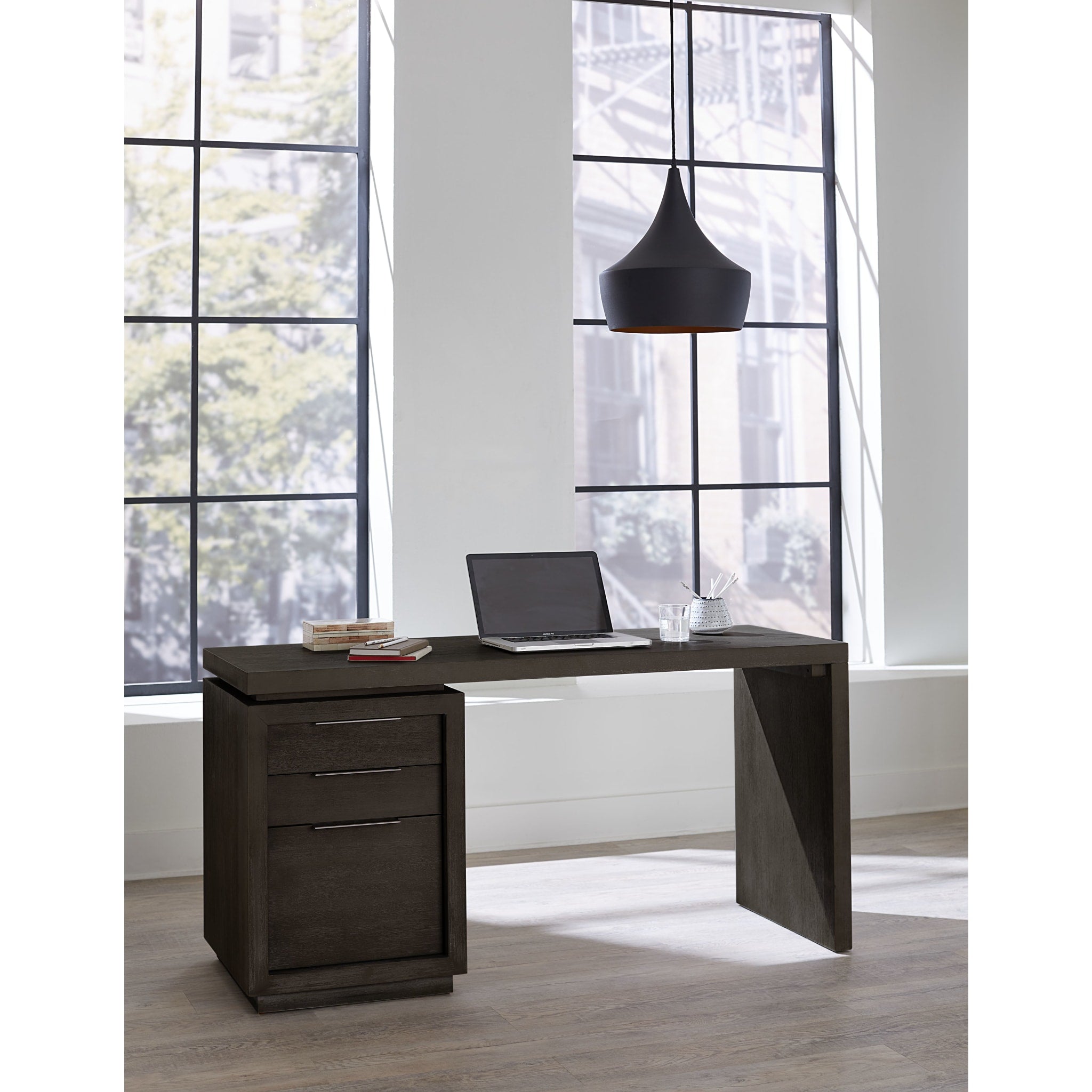 Oxford Single Pedestal Desk in Basalt Grey