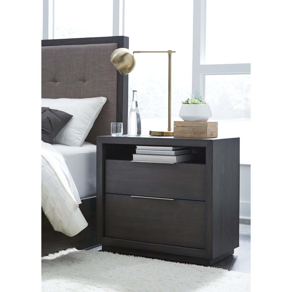 Oxford Two Drawer Nightstand in Basalt Grey