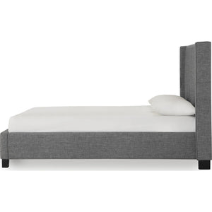 Palermo Upholstered Wingback Platform Bed in Dark Stone
