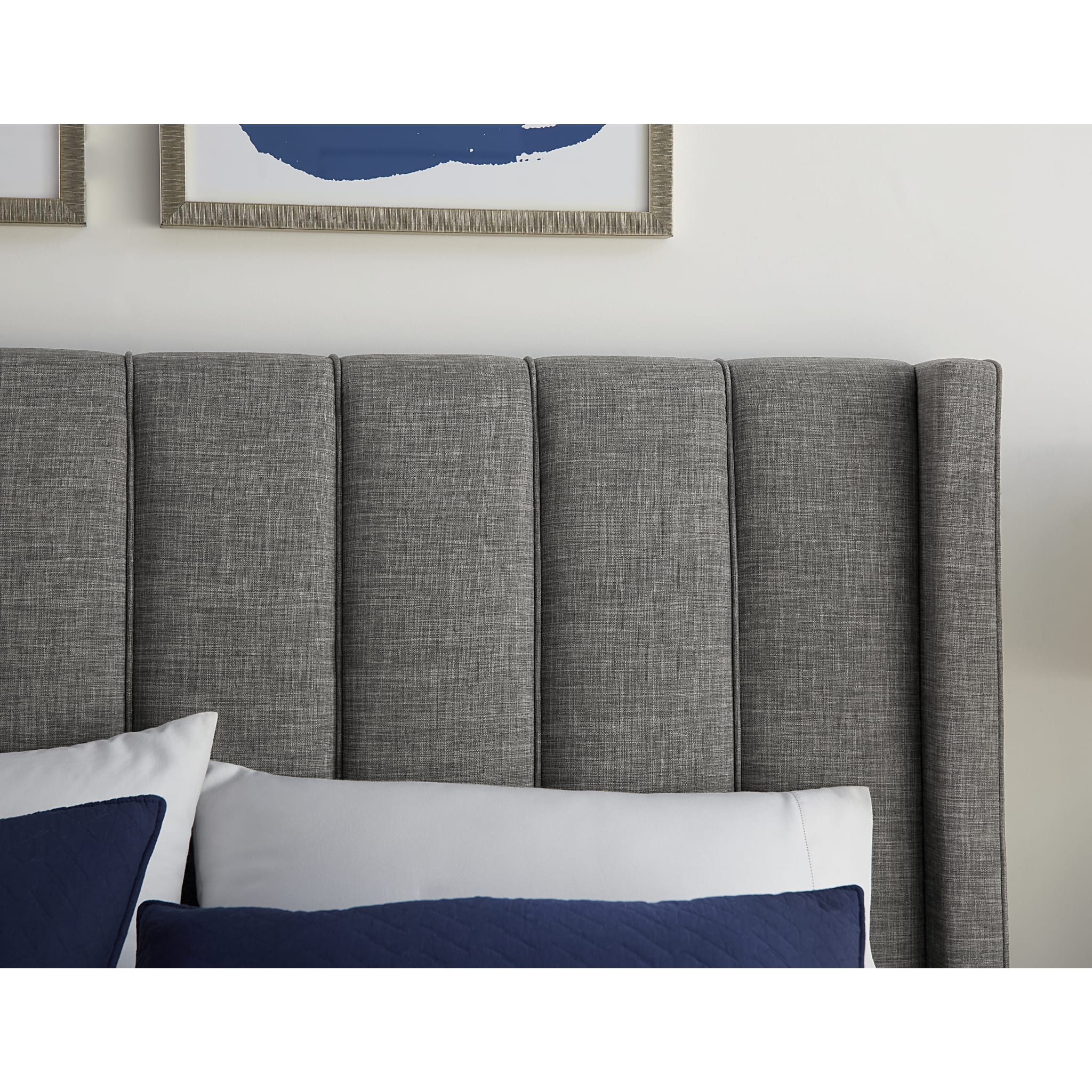 Palermo Wingback Upholstered Headboard in Dark Stone Linen