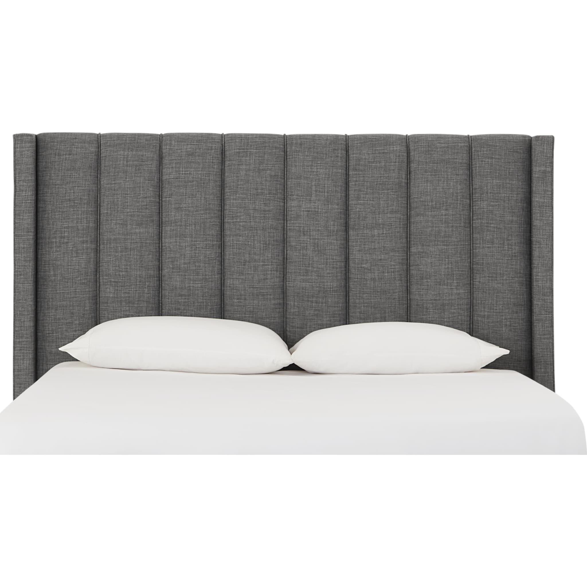 Palermo Wingback Upholstered Headboard in Dark Stone Linen