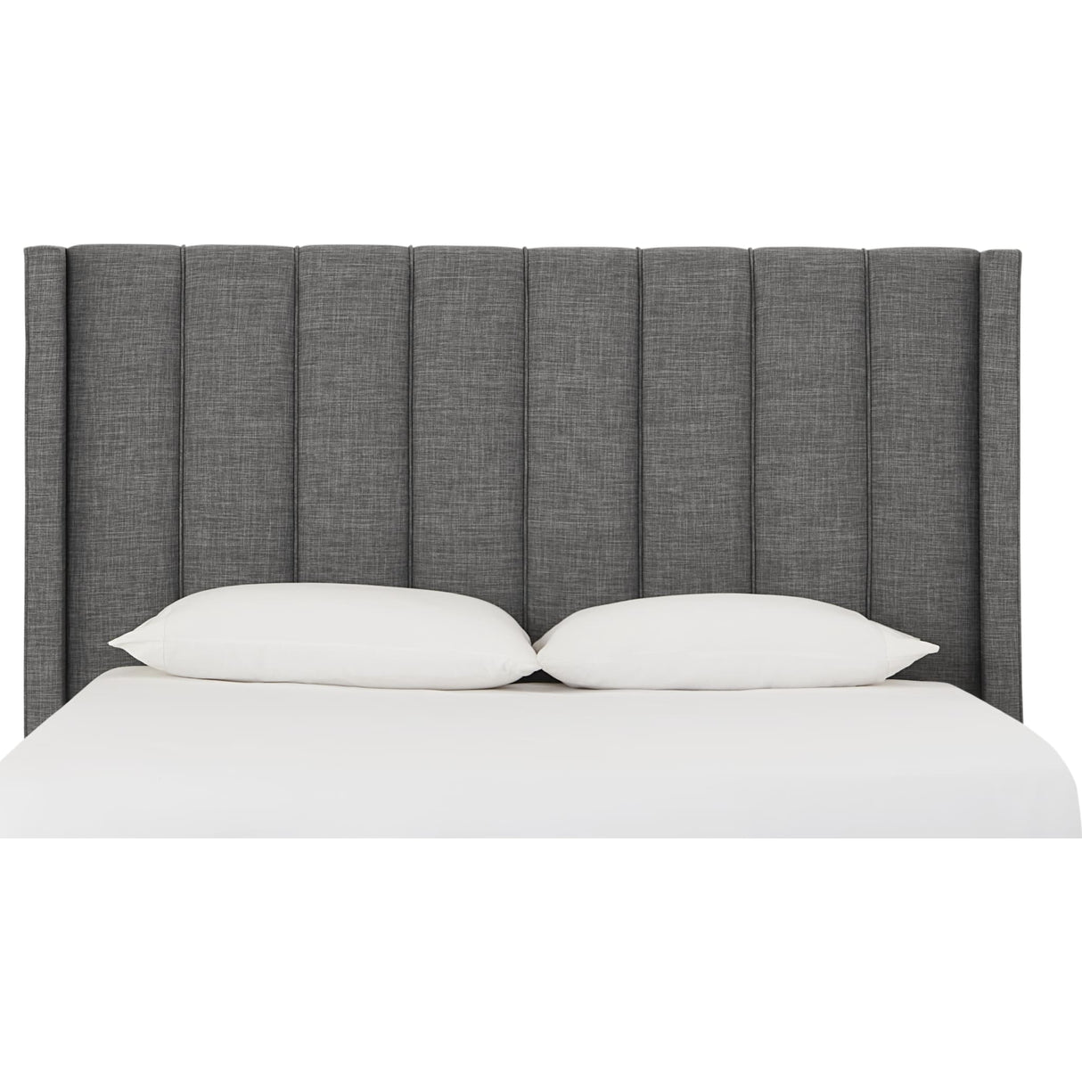 Palermo Wingback Upholstered Headboard in Dark Stone Linen