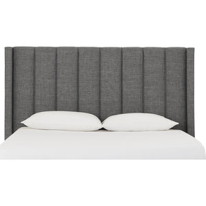 Palermo Wingback Upholstered Headboard in Dark Stone Linen
