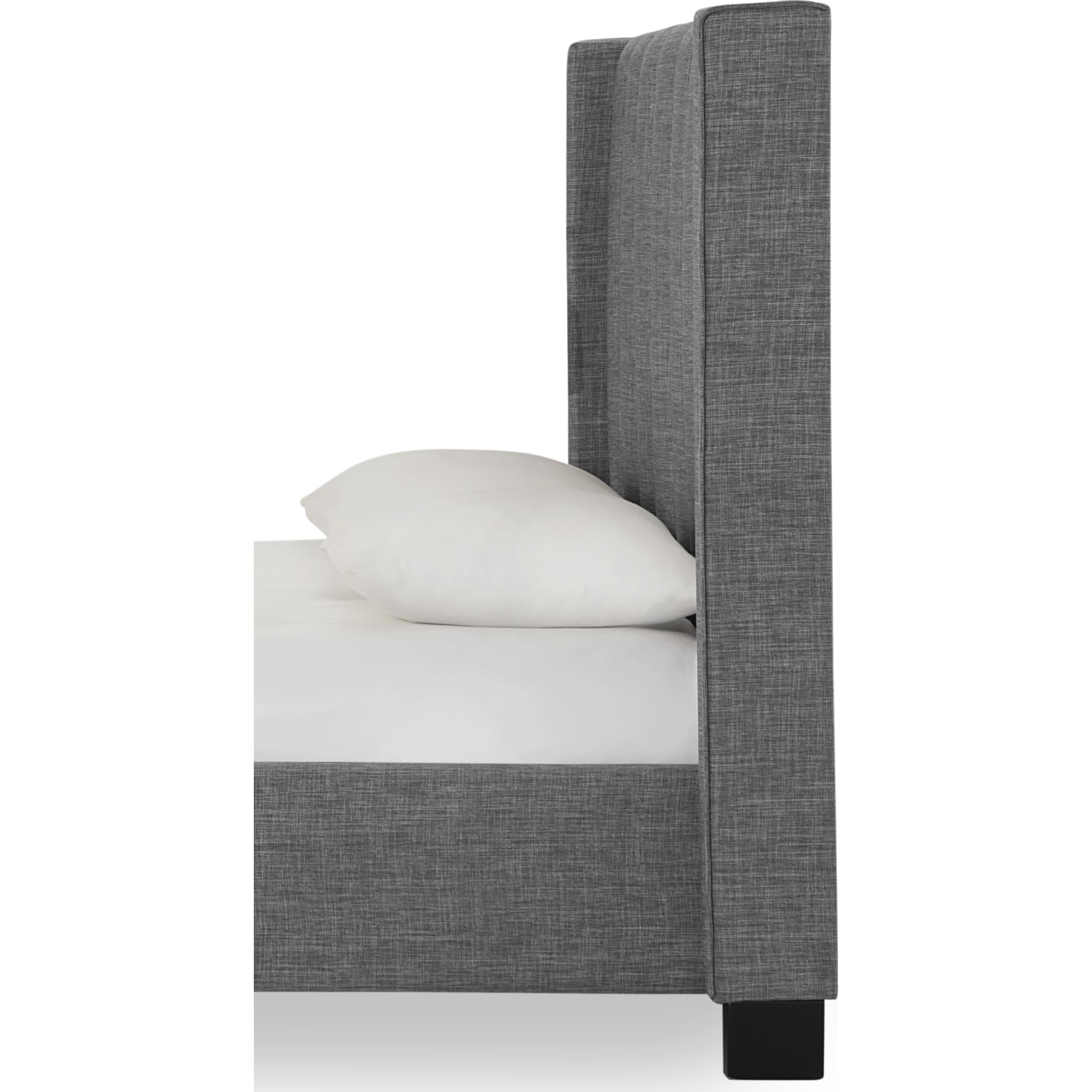 Palermo Wingback Upholstered Headboard in Dark Stone Linen