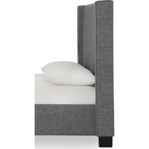 Palermo Wingback Upholstered Headboard in Dark Stone Linen