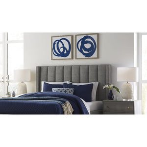 Palermo Wingback Upholstered Headboard in Dark Stone Linen