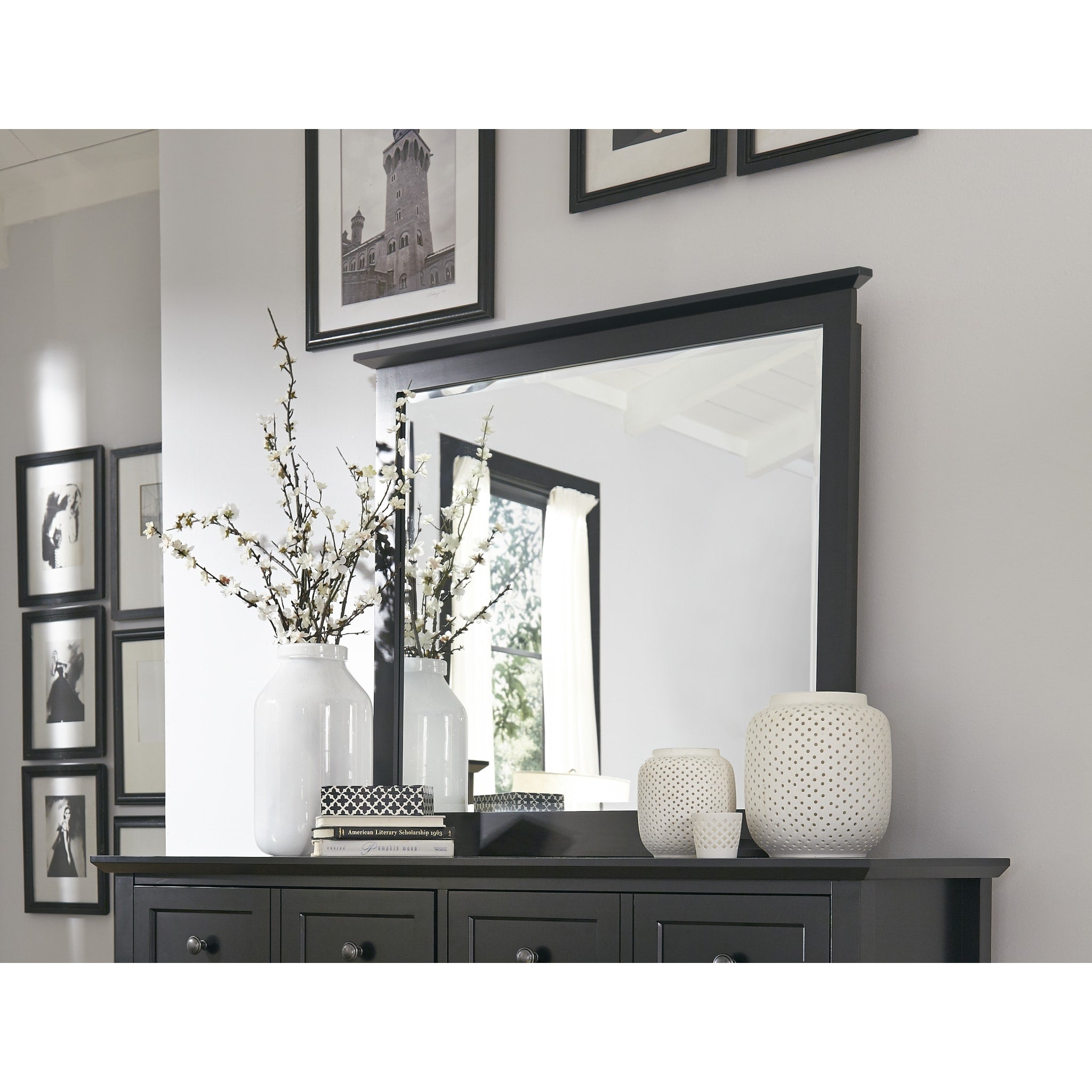 Paragon Beveled Glass Mirror in Black