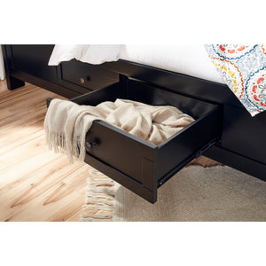 Paragon Four Drawer Wood Storage Bed in Black