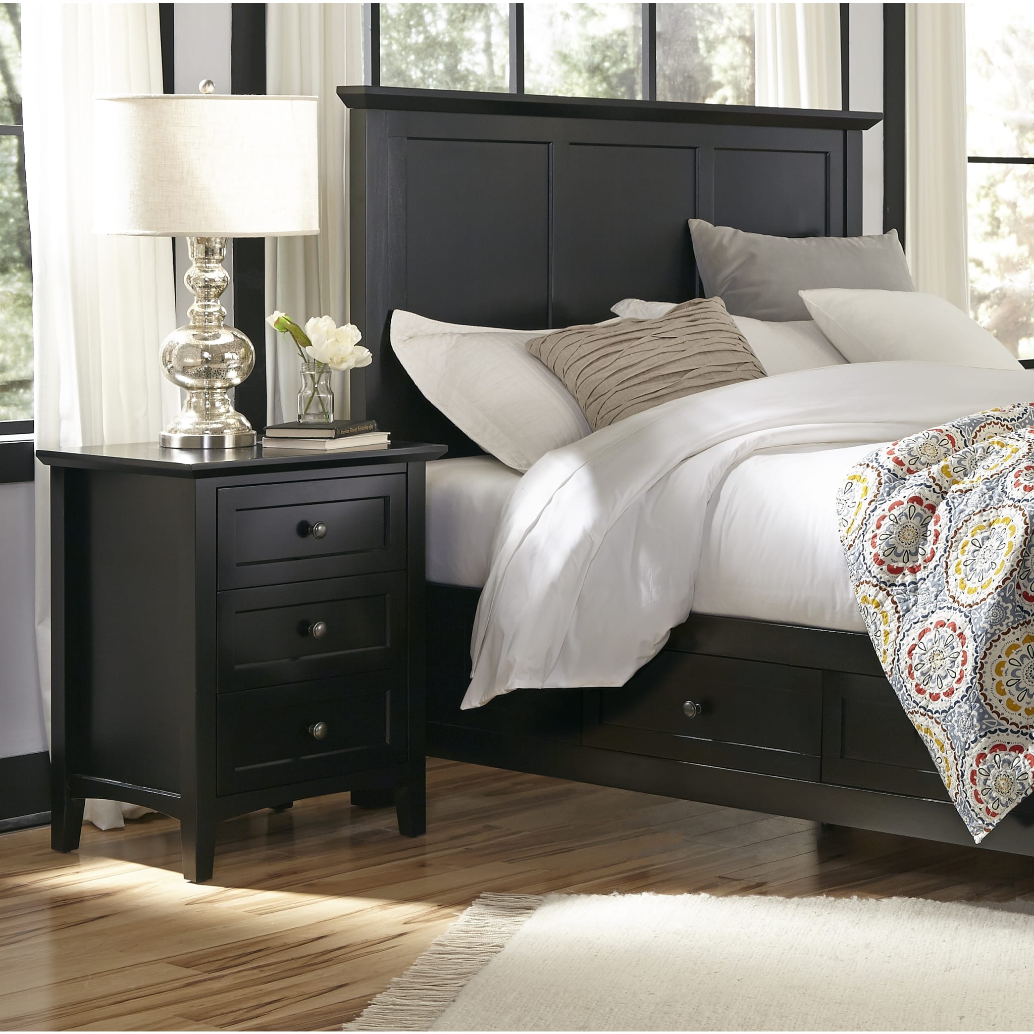 Paragon Three-Drawer Nightstand in Black