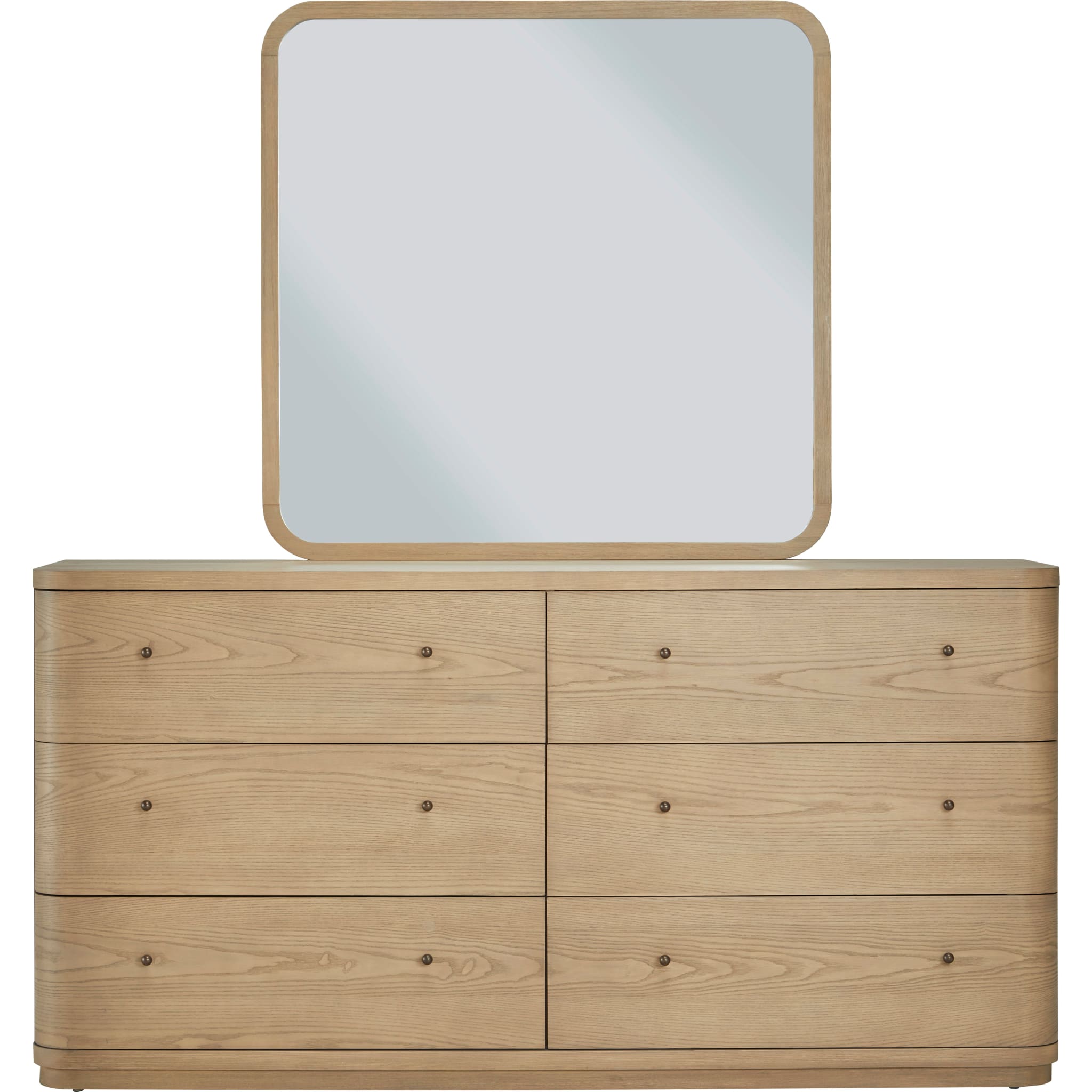 Penny Beveled Glass Wall or Dresser Mirror in Buff Cream