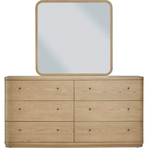 Penny Beveled Glass Wall or Dresser Mirror in Buff Cream