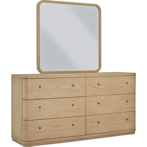 Penny Beveled Glass Wall or Dresser Mirror in Buff Cream