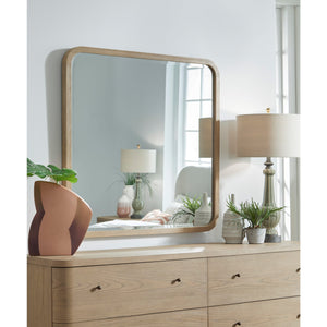 Penny Beveled Glass Wall or Dresser Mirror in Buff Cream