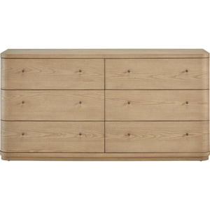 Penny Six Drawer White Ash Dresser in Buff Cream