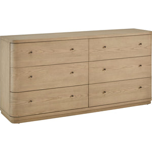 Penny Six Drawer White Ash Dresser in Buff Cream