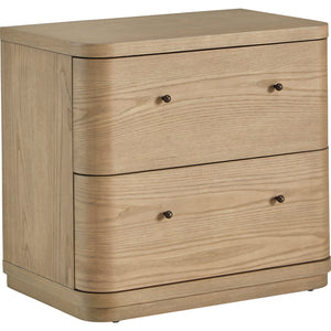 Penny Two Drawer White Ash Nightstand in Buff Cream