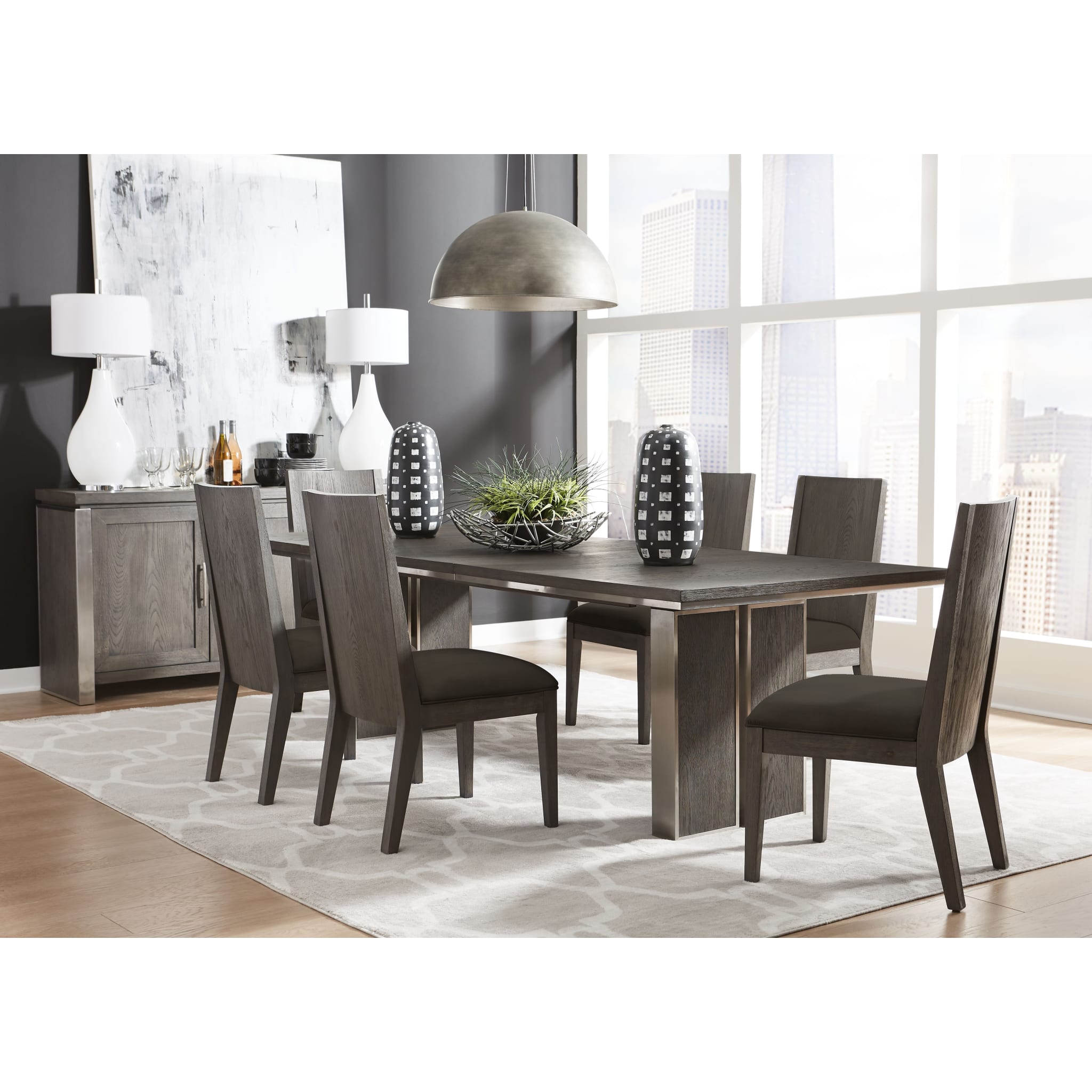 Plata Extension Dining Table in Thunder Grey