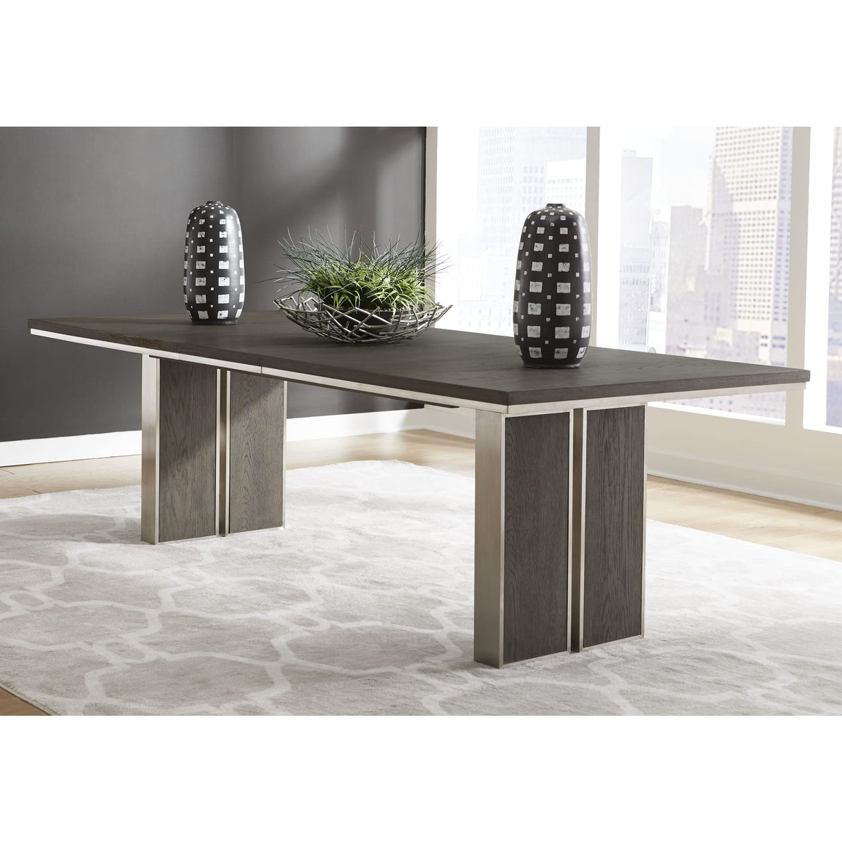 Plata Extension Dining Table in Thunder Grey
