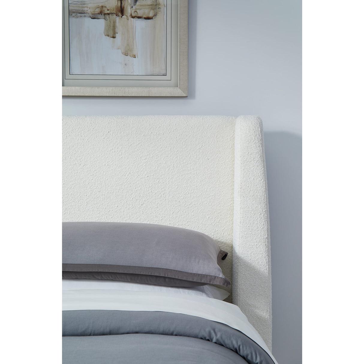 Presley Upholstered Wingback Platform Bed in Cottage Cheese Boucle