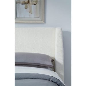 Presley Upholstered Wingback Platform Bed in Cottage Cheese Boucle