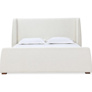 Presley Upholstered Wingback Platform Bed in Cottage Cheese Boucle