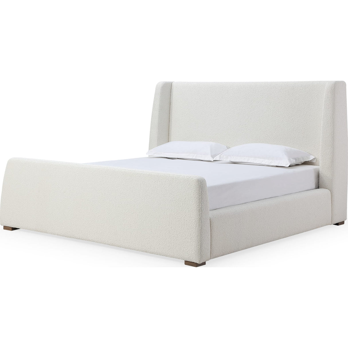 Presley Upholstered Wingback Platform Bed in Cottage Cheese Boucle