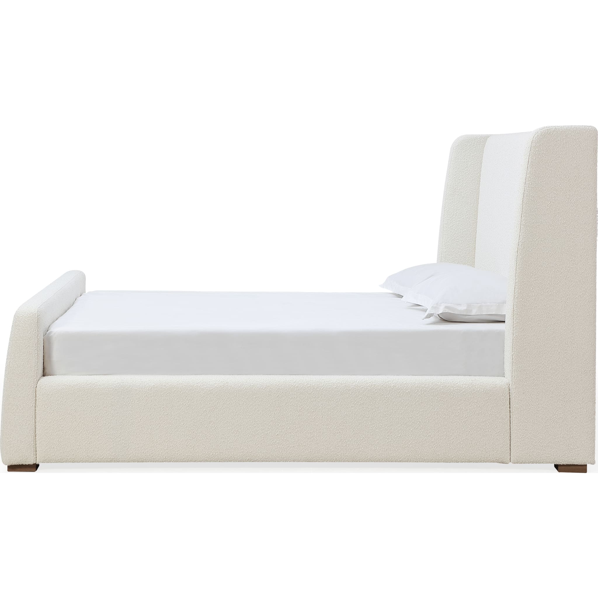 Presley Upholstered Wingback Platform Bed in Cottage Cheese Boucle