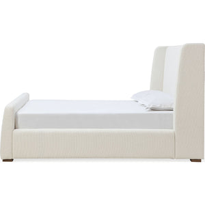 Presley Upholstered Wingback Platform Bed in Cottage Cheese Boucle