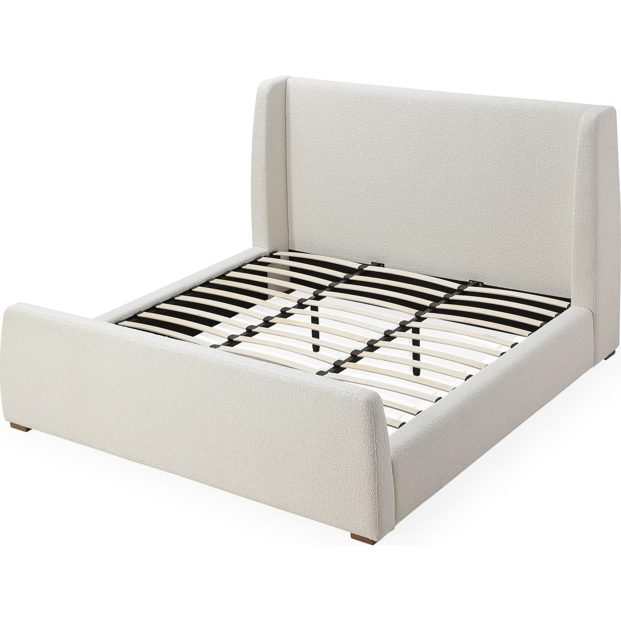 Presley Upholstered Wingback Platform Bed in Cottage Cheese Boucle