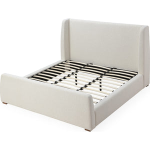 Presley Upholstered Wingback Platform Bed in Cottage Cheese Boucle