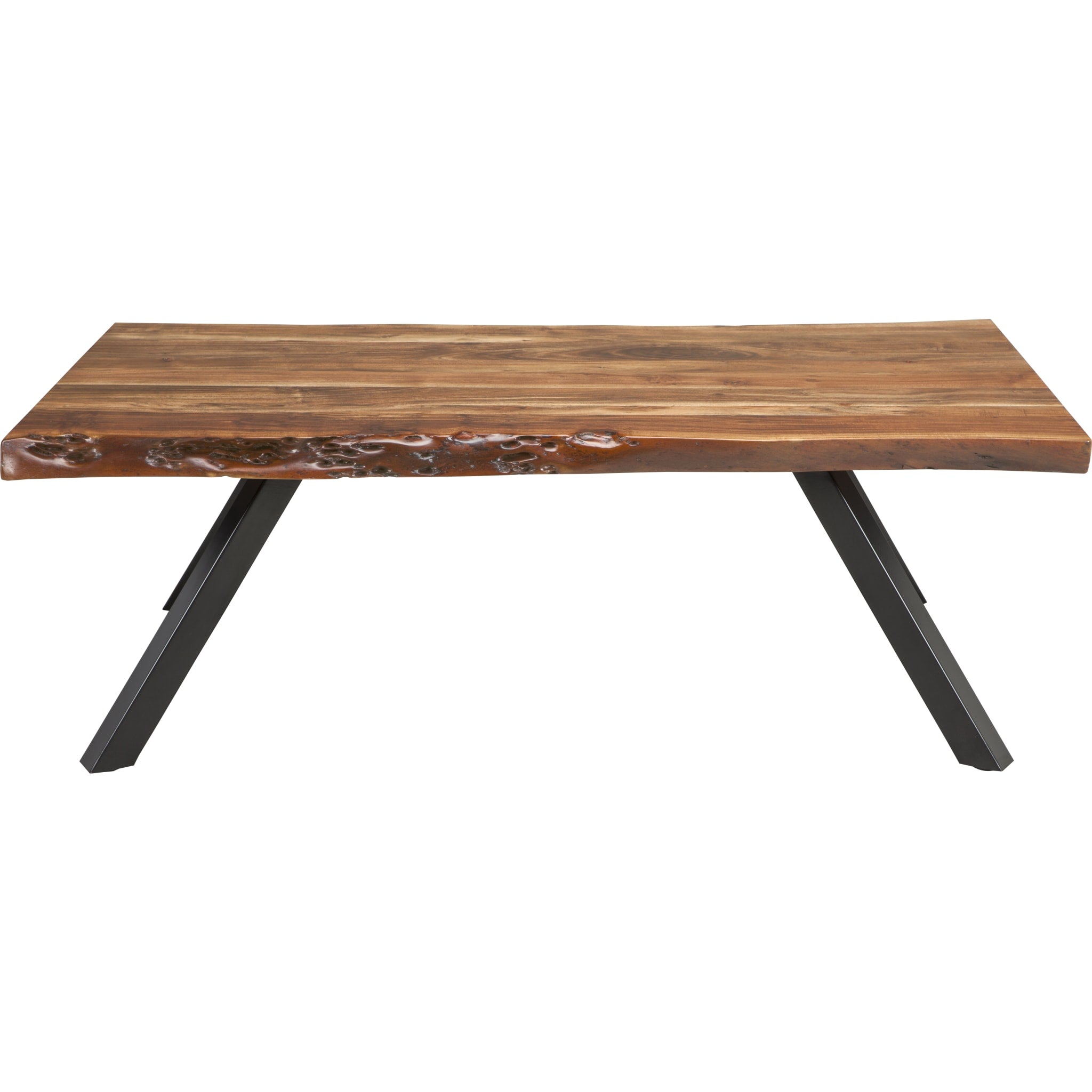 Reese Live Edge Solid Wood Metal Leg Coffee Table in Natural Acacia