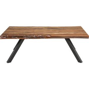 Reese Live Edge Solid Wood Metal Leg Coffee Table in Natural Acacia