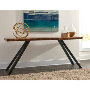 Reese Live Edge Solid Wood Metal Leg Console Table in Natural Acacia
