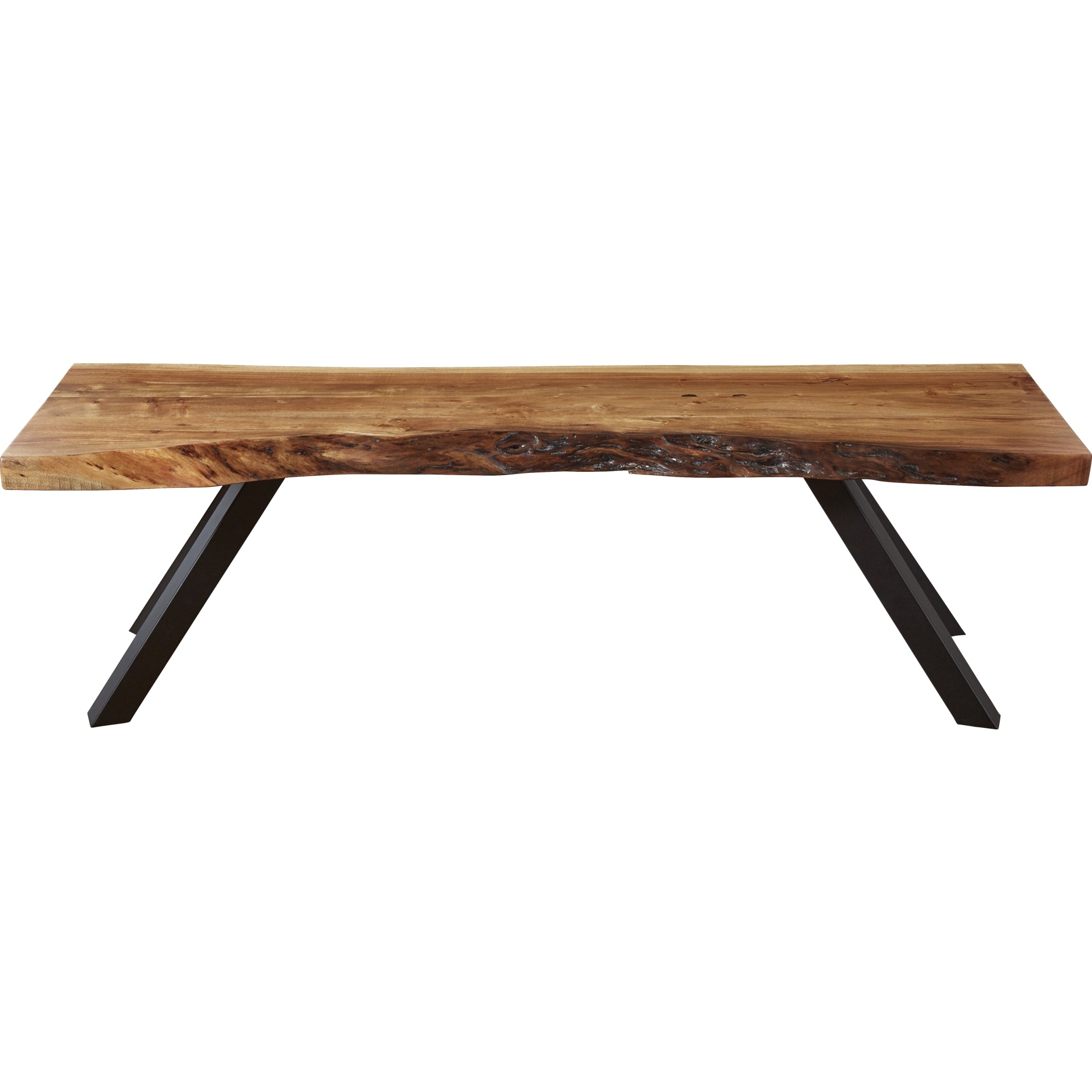 Reese Live Edge Solid Wood Metal Leg Dining Bench in Natural Acacia