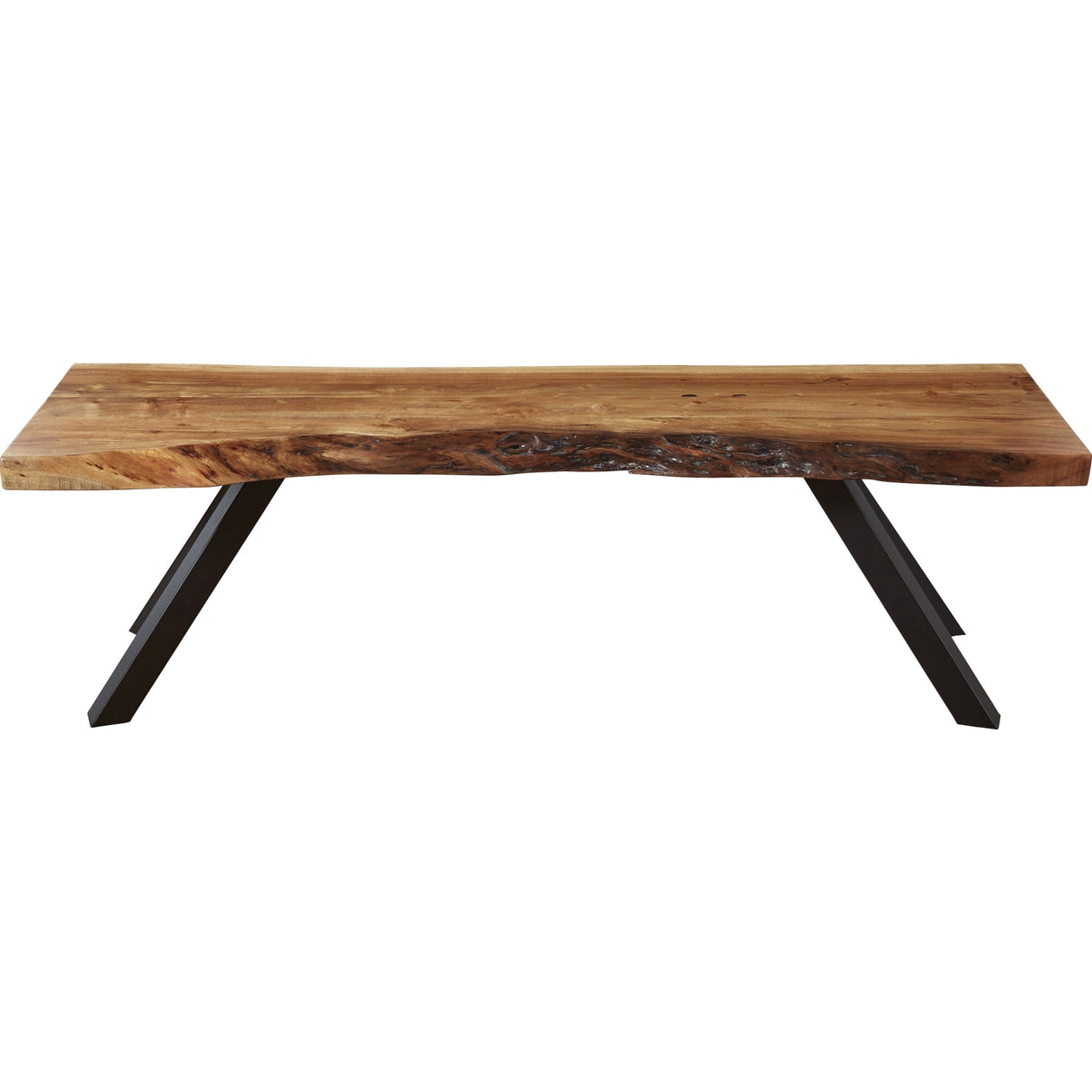 Reese Live Edge Solid Wood Metal Leg Dining Bench in Natural Acacia
