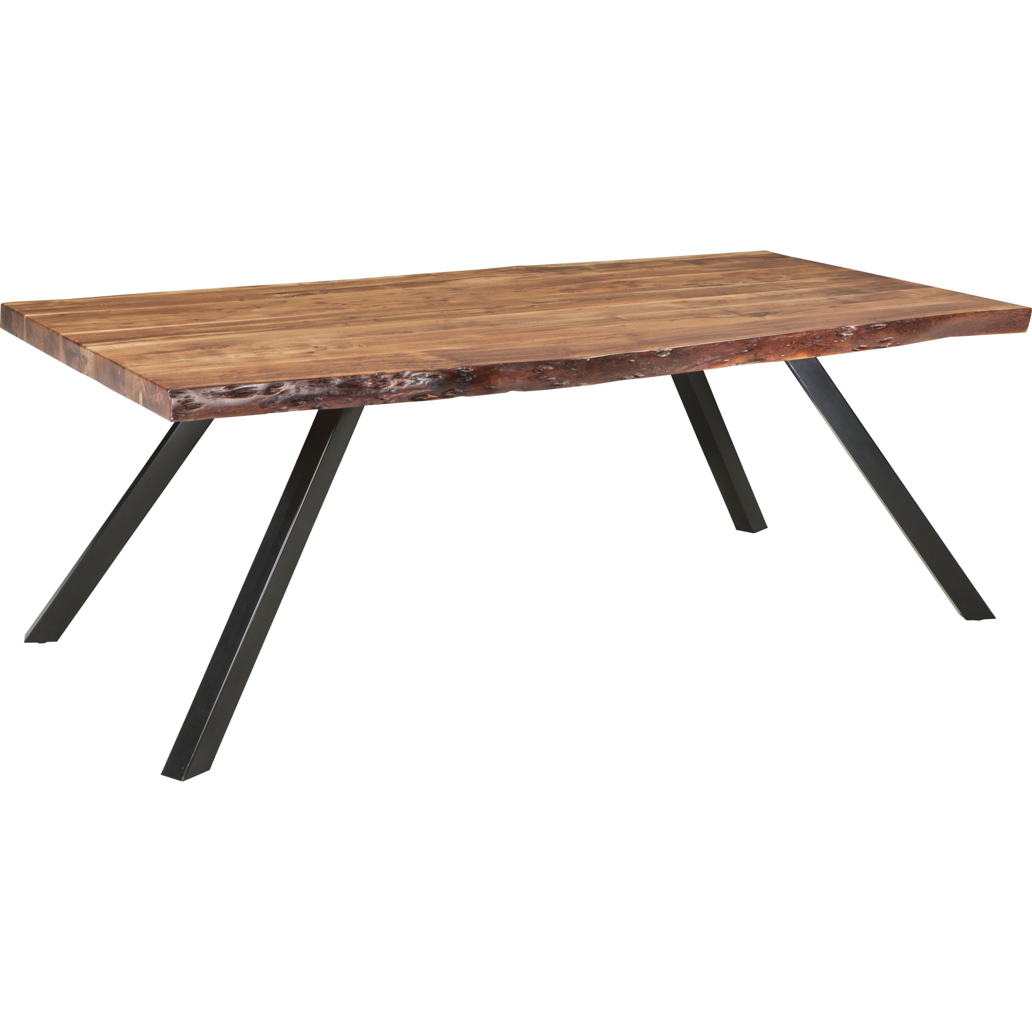 Reese Live Edge Solid Wood Metal Leg Dining Table in Natural Acacia