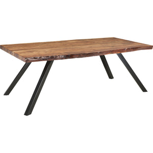 Reese Live Edge Solid Wood Metal Leg Dining Table in Natural Acacia