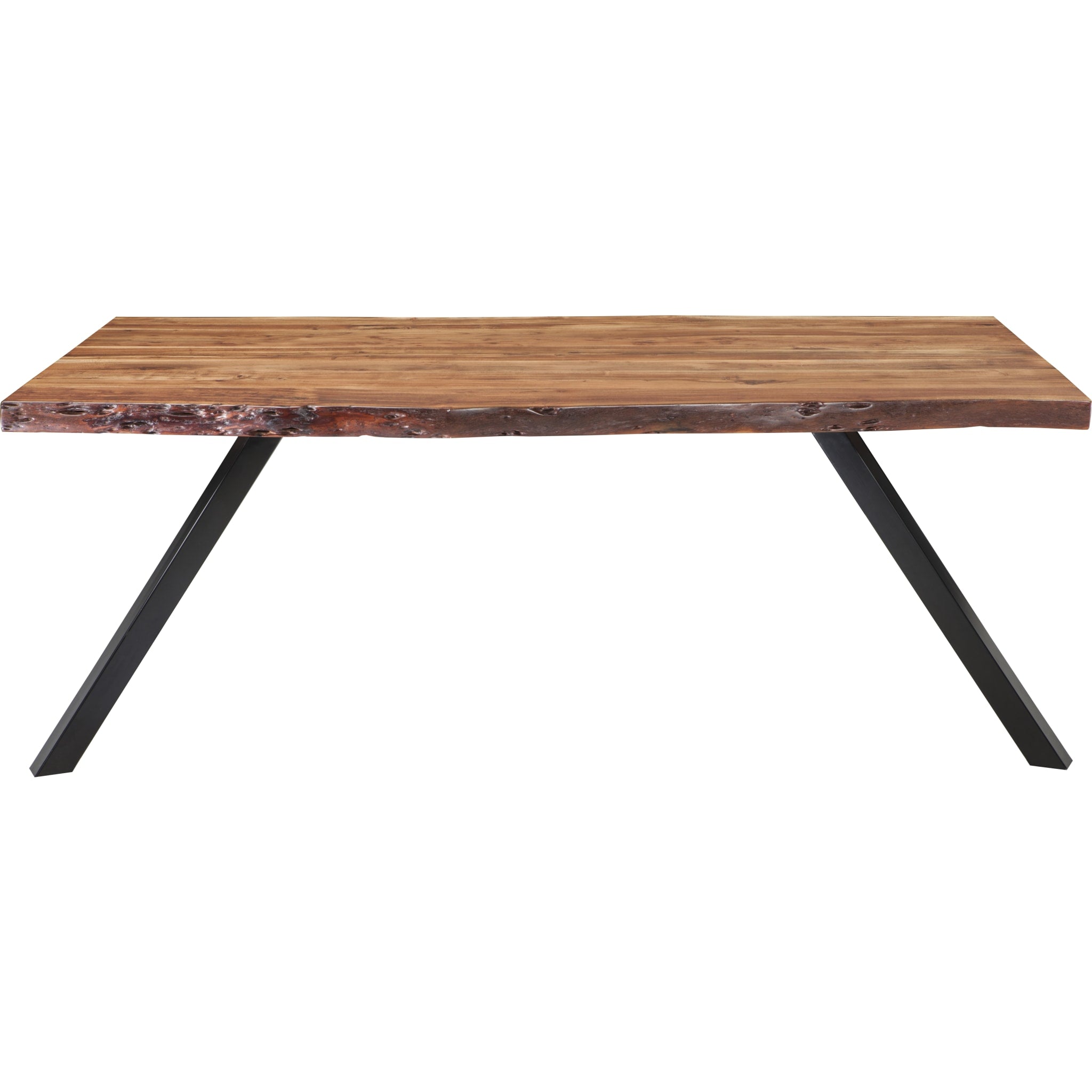 Reese Live Edge Solid Wood Metal Leg Dining Table in Natural Acacia