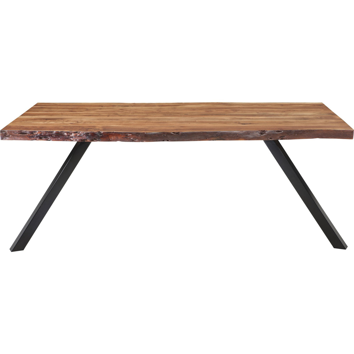 Reese Live Edge Solid Wood Metal Leg Dining Table in Natural Acacia